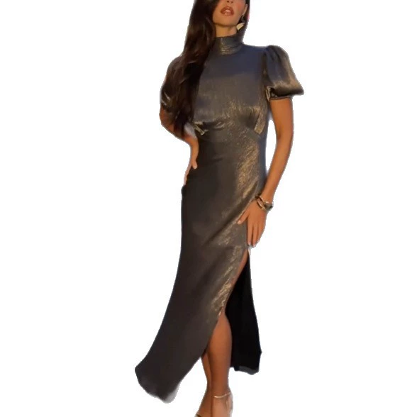 Saltriveroutfitters Women’s High-Waist Shimmer Long Dress – Short Sleeve, Backless Design - Image 5