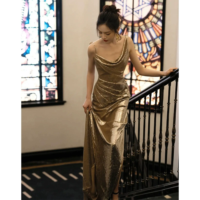 Saltriveroutfitters Elegant Metallic A-Line Evening Gown for Women