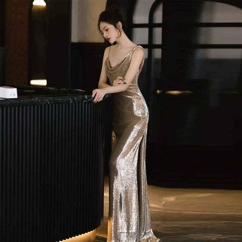 Saltriveroutfitters Elegant Metallic A-Line Evening Gown for Women - Image 2