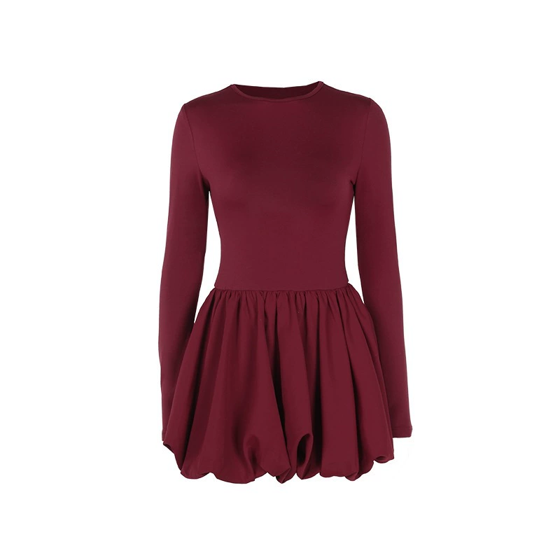Saltriveroutfitters Chanel-Inspired Burgundy Long Sleeve Tutu Mini Dress - Image 5